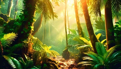 Foto auf Acrylglas Gelb tropical island with palm trees