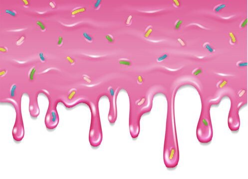 Pink frosting with color sprinkles. Sweet dripping border