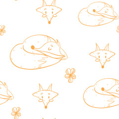 Line pattern design autumn fox mood