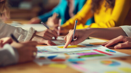Naklejka premium Group of people engaging in teamwork during a business meeting.