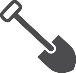 Shovel icon. Garden spade black symbol. Farm tool