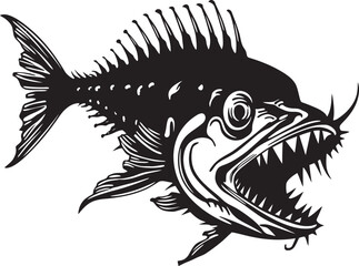 Venomous Voyage Evil Angler Fish Vector Symbolism Malignant Mariner Angular Creature Fish Logo with Vile Intent