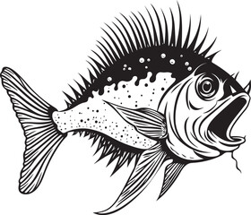 Wicked Whiskers Evil Angler Fish Vector Icon Sinister Swim Angular Creature Fish Logo with Evil Gaze