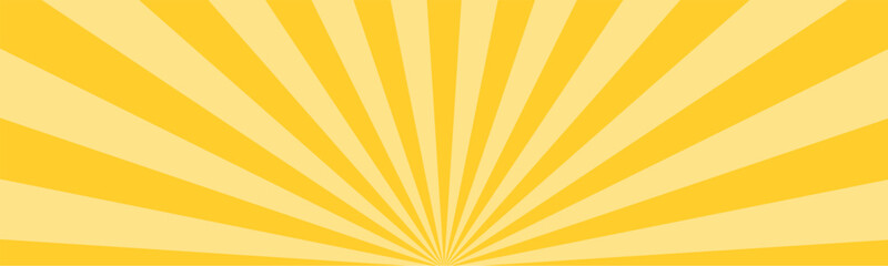 Banner, yellow Sunrise sunbeam rays, lines background, light