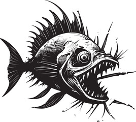 Venomous Voyage Angular Creature Fish Vector Symbol Nefarious Navigator Sinister Angular Fish Logo