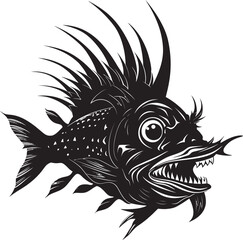 Sinister Swim Evil Angular Fish Iconography Diabolic Dive Sinister Angular Creature Fish Icon
