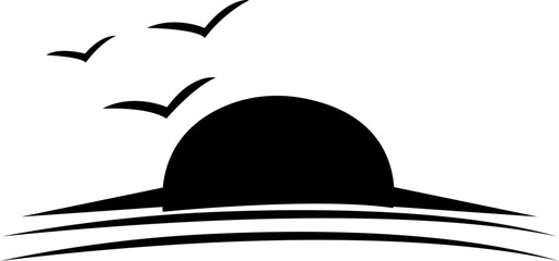 A half sun is setting downwards icon sunset concept Design elements separated layer, for graphic design, logo, website, social media, mobile app, UI, isolated on transparent background,