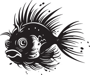 Abyssal Abomination Sinister Angular Fish Vector Iconography Diabolic Depths Evil Angular Creature Fish Symbol with Diabolical Vibe