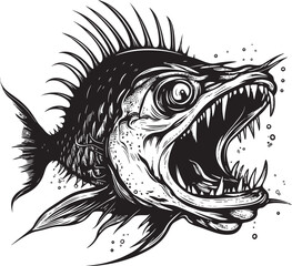Malicious Mariner Evil Angler Fish Vector Emblem Abyssal Anguish Emblematic Representation of Angular Creature Fish