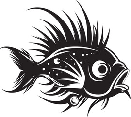 Fiendish Fins Evil Angler Fish Vector Icon in Vector Form Malignant Mariner Angular Creature Fish Logo with Sinister Intent