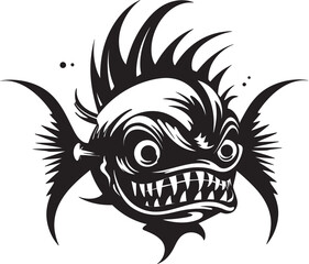 Wicked Whiskers Evil Angler Fish in Vector Form Vicious Vortex Angular Creature Fish Logo with Malicious Twist