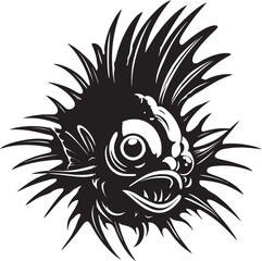 Malevolent Abyss Angular Fish Vector Emblem of Evil Diabolic Depths Sinister Angular Creature Fish Icon