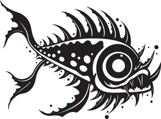 Malignant Migration Evil Angler Fish Vector Emblem Serpentine Stalker Emblematic Representation of Angular Creature Fish