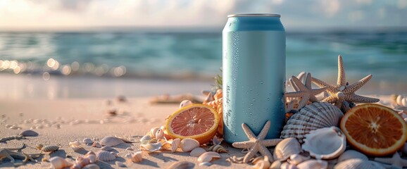 A plain light blue matte slim tall 300ml can, front camera, placed on a driftwood table with crushed ice, Wallpaper Pictures, Background Hd