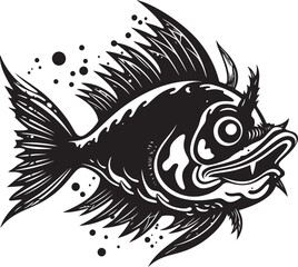 Monstrous Maelstrom Angular Creature Symbol Ghastly Guardian Sinister Fish Logo Art