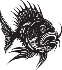 Twisted Terror Angular Fish Vector Illustration Abyssal Assassin Sinuous Creature Logo