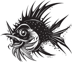 Maleficent Messenger Angular Anglerfish Emblem Monstrous Marauder Sinister Angular Fish Logo