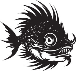 Sinister Stalker Evil Angler Logo Art Eerie Escort Angular Fish Iconography