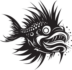 Eerie Escort Angular Fish Iconography Ghastly Guide Sinuous Creature Vector Symbol