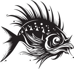 Phantom Pathfinder Evil Fish Emblem Design Nefarious Nomad Angular Anglerfish Logo