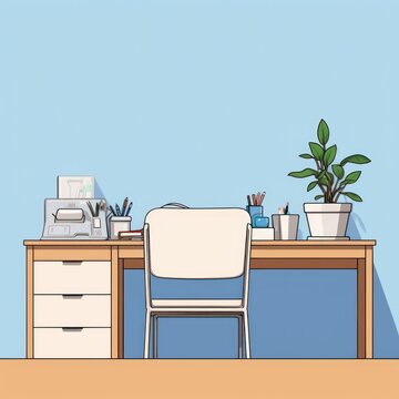 White: An office desk and chair with white wall