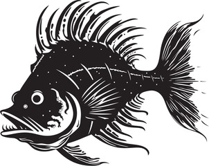 Sinuous Serpent Angular Creature Fish Iconic Symbol Malicious Mariner Evil Angler Fish Vector Emblem