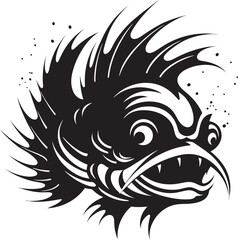 Abyssal Adversary Evil Fish Vector Emblem Venomous Voyager Angular Angler Logo Concept