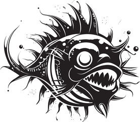 Maleficent Monarch Sinister Angular Fish Symbol Monstrous Mariner Evil Fish Icon Illustration