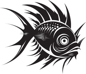 Dreadful Dweller Angular Creature Logo Symbol Cursed Captain Sinuous Fish Vector Concept