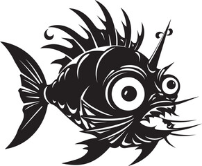 Malevolent Marauder Angular Angler Logo Symbol Shadowy Serpent Evil Fish Vector Illustration