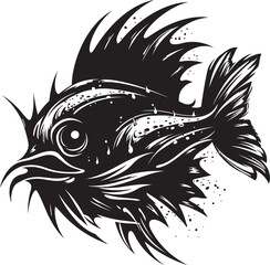 Vile Vanguard Evil Fish Vector Design Eldritch Escort Angular Creature Logo Concept