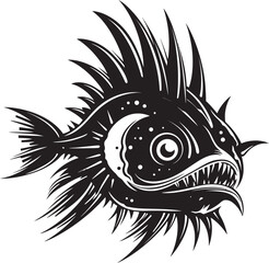 Ghostly Goliath Eerie Fish Vector Illustration Sinister Seafarer Evil Angular Fish Symbolism