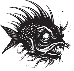 Venomous Vanguard Twisted Fish Iconography Nefarious Navigator Sinuous Anglerfish Vector Design