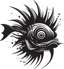 Malevolent Mariner Sinister Angular Fish Emblem Phantom Predator Evil Angler Logo Concept