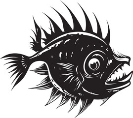 Eerie Emissary Wicked Anglerfish Emblem Demonic Defender Sinister Fish Vector Illustration