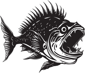 Sinister Swimmer Emblematic Representation of Angular Creature Fish Venomous Voyage Vector Logo Design of Evil Angler Fish
