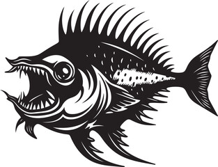 Wicked Whiskers Vector Logo Design of Evil Angler Fish Malevolent Motion Angular Creature Fish Iconic Emblem