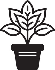 Edens Embrace Wide Leaves Icon Design Jungle Gem Plant Pot Vector Emblem