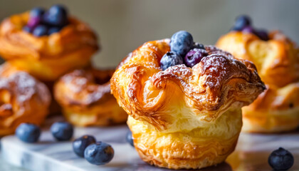 Freshly Baked Popovers with Blueberry, Perfect for National Blueberry Popover Day