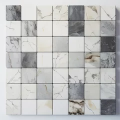 Poster White marble tile tile colors stone look, in the style of mosaic pop art © Zickert