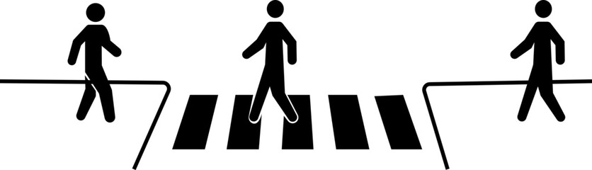 Pedestrian crossing icon. Zebra crossing. Vector icon isolated on transparent background. people crosswalk icon pedestrian symbol logo template, Person Walking In Crosswalk, Modern, simple flat vector - obrazy, fototapety, plakaty