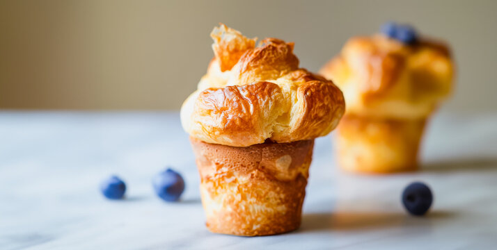 Freshly Baked Popovers with Blueberry, Perfect for National Blueberry Popover Day