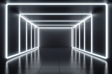 White neon tunnel entrance path design seamless tunnel lighting neon linear strip backgrounds