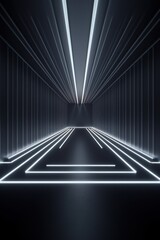 White neon tunnel entrance path design seamless tunnel lighting neon linear strip backgrounds