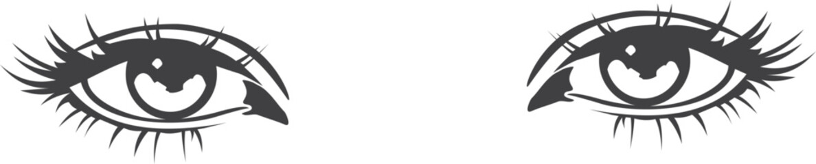 Pretty woman eyes. Female vision black drawing