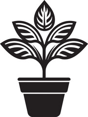 Leafy Lagoon Wide Leaves Icon Design Tropical Tranquility Plant Pot Vector Emblem