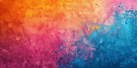 Grunge Background Texture in the Colors Electric Blue, Neon Orange and Hot Pink created with Generative AI Technology