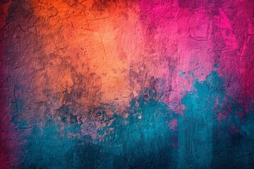 Grunge Background Texture in the Colors Electric Blue, Neon Orange and Hot Pink created with Generative AI Technology - obrazy, fototapety, plakaty