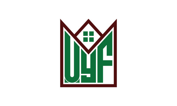 UYF initial letter real estate builders logo design vector. construction, housing, home marker, property, building, apartment, flat, compartment, business, corporate, house rent, rental, commercial