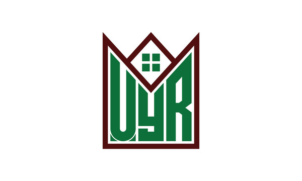 UYR initial letter real estate builders logo design vector. construction, housing, home marker, property, building, apartment, flat, compartment, business, corporate, house rent, rental, commercial